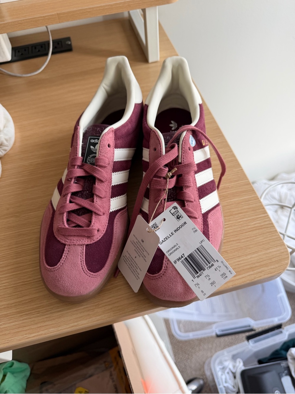 adidas Pink and Burgundy Gazelle Indoor Women’s Sneakers